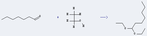 Heptanal-diethylacetal can be prepared by heptanal and ethanol.